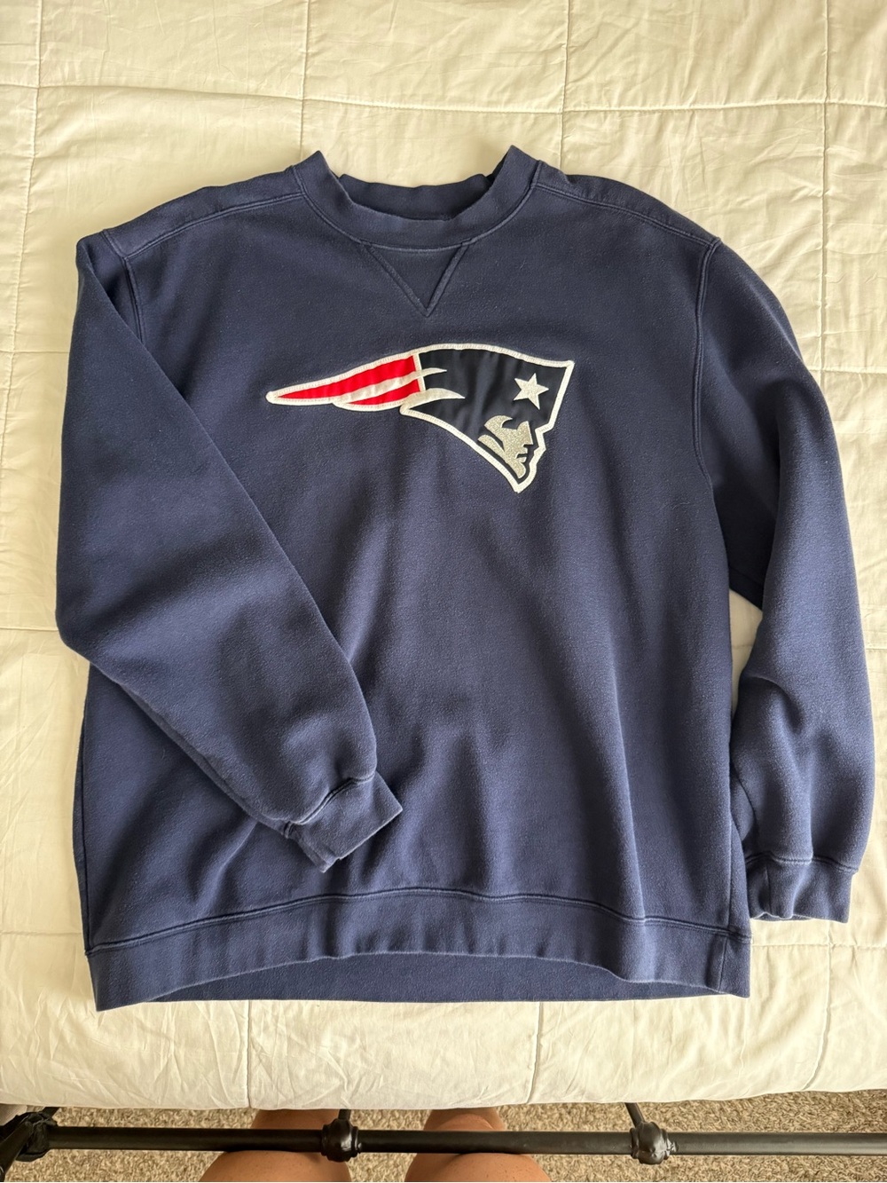 Vintage 90s Reebok Navy Crewneck Sweatshirt with NE Patriots Logo
